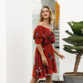 Lady Floral Dress Woman Beach Dress Sexy One Shoulder Holiday Dress Factory